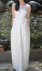 Fayruz Elegant White Strapless Maxi Dress