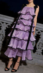 Jenneva Fuchsia Tiered Ruffle Maxi Dress