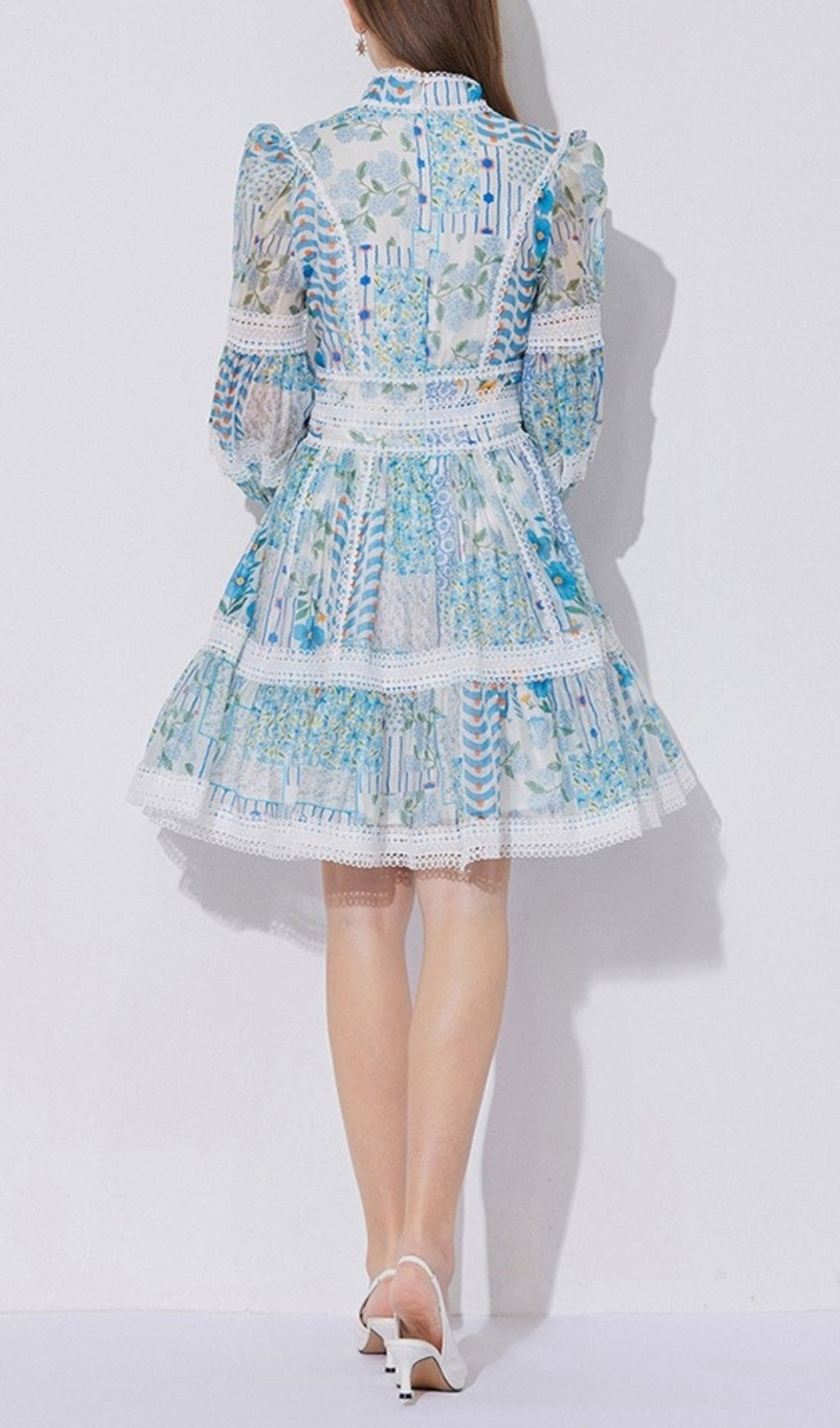 Effortlessly Chic Erla Blue Floral Tiered Mini Dress