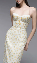 Galya Romantic Floral & Sequin Corset Maxi Dress