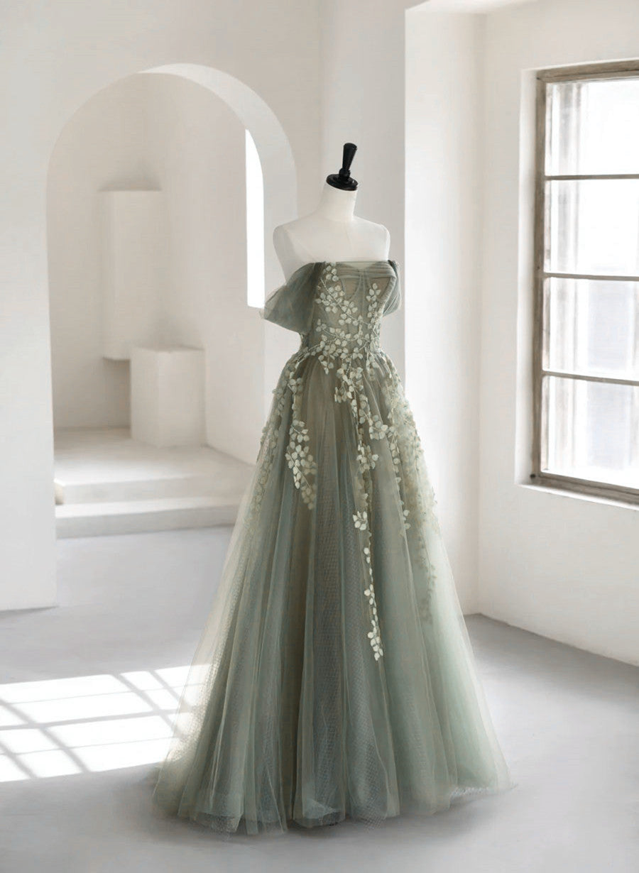 Light Green Tulle Sweetheart A-line Long Party Dress