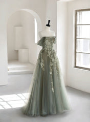 Light Green Tulle Sweetheart A-line Long Party Dress