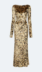 Gethin Leopard Print Long Sleeve Maxi Dress