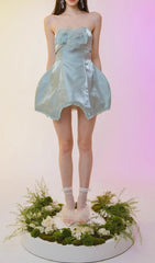 Chickoa Dreamy Mint Strapless Floral Mini Dress