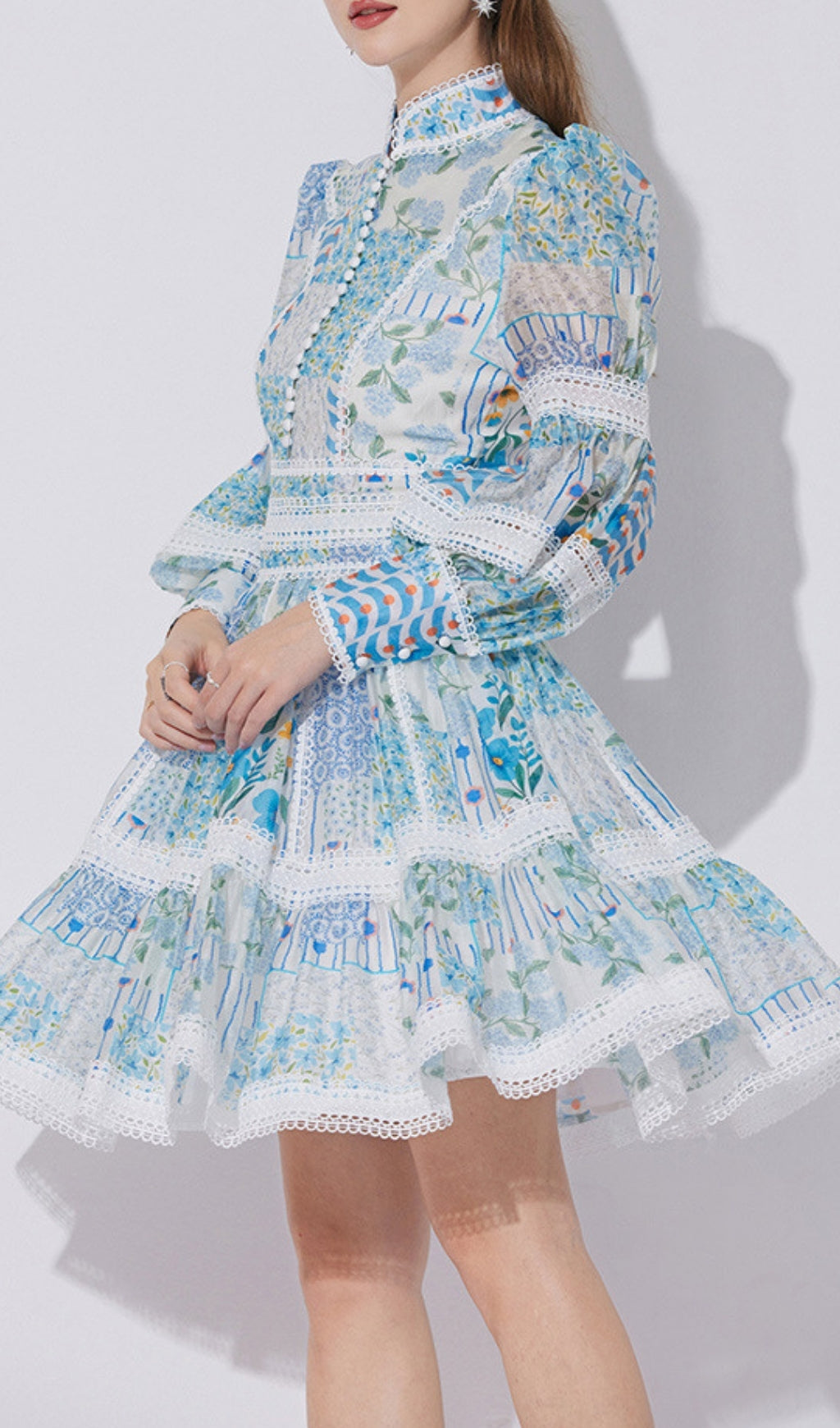 Effortlessly Chic Erla Blue Floral Tiered Mini Dress