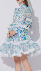 Effortlessly Chic Erla Blue Floral Tiered Mini Dress
