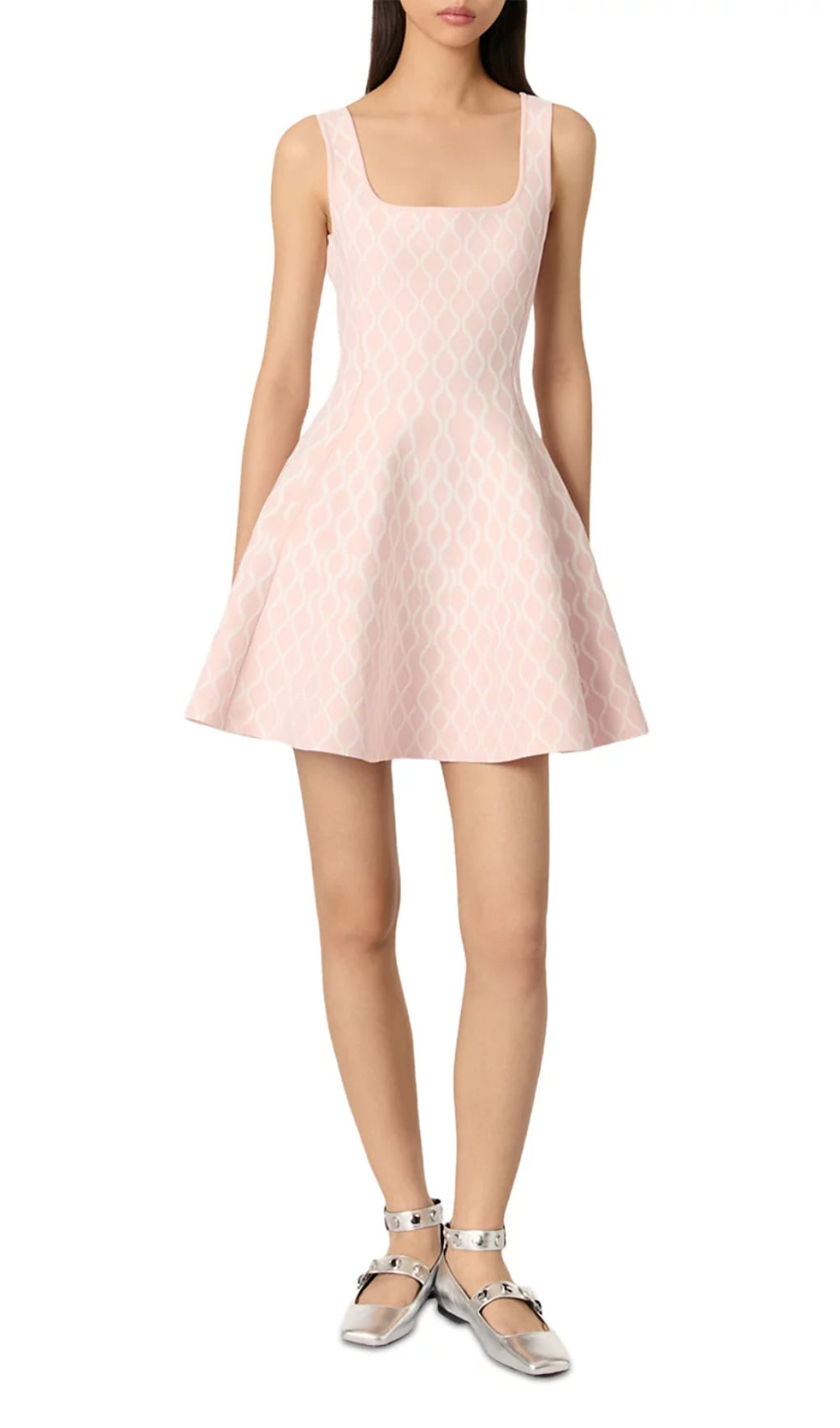 Chic Pink Jacquard Knit Mini Dress