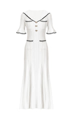 Enrica Black Sailor Collar Knit Midi Dress