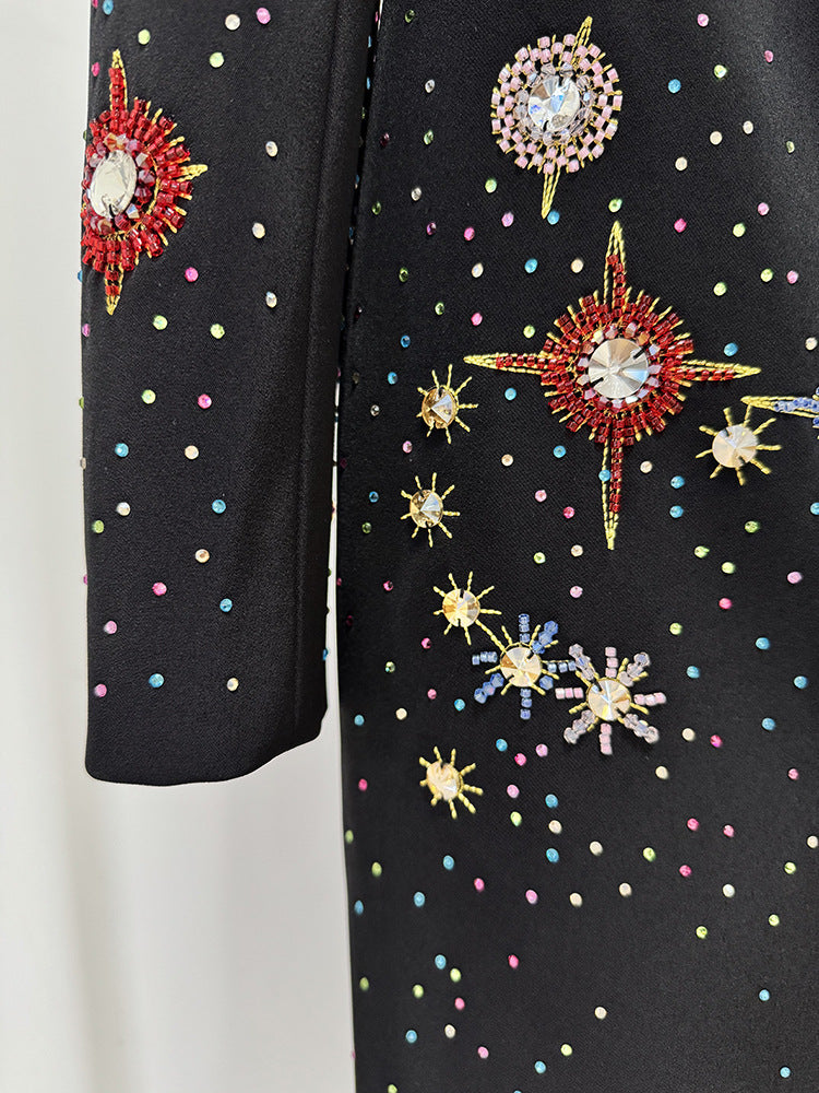 Isidore Black Jeweled Long Sleeve Mini Dress