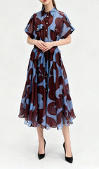 Jeroen Abstract Print Midi Shirt Dress