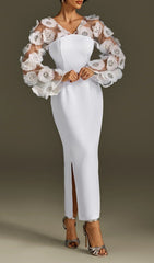Rosaire Glimmering Floral Sequin Maxi Dress