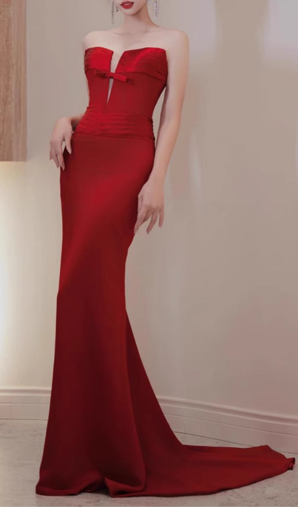 Edimeia Red Strapless Mermaid Gown