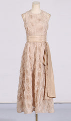 Blanche Black 3D Rose Floral Sleeveless Midi Dress
