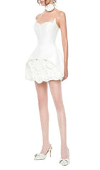 Ildiko White Strapless Corset Floral Mini Dress