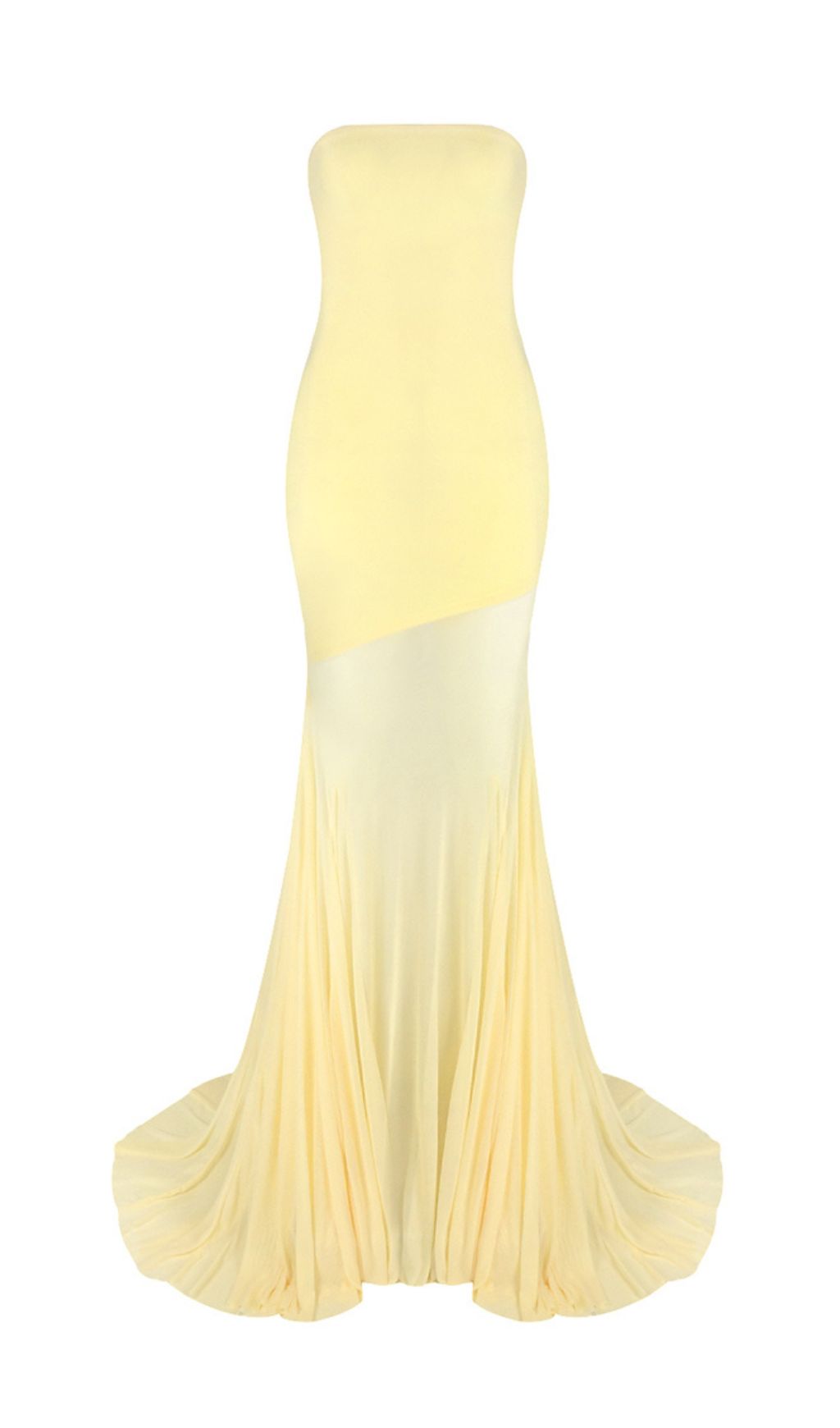 Radiant Gyda Yellow Strapless Mesh Maxi Dress