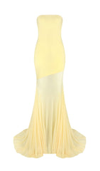 Radiant Gyda Yellow Strapless Mesh Maxi Dress
