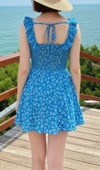 Jalena Blue Floral Mini Dress