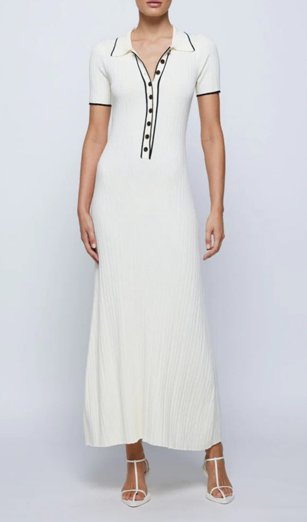 Evelia Ribbed Knit Polo Maxi Dress for Women
