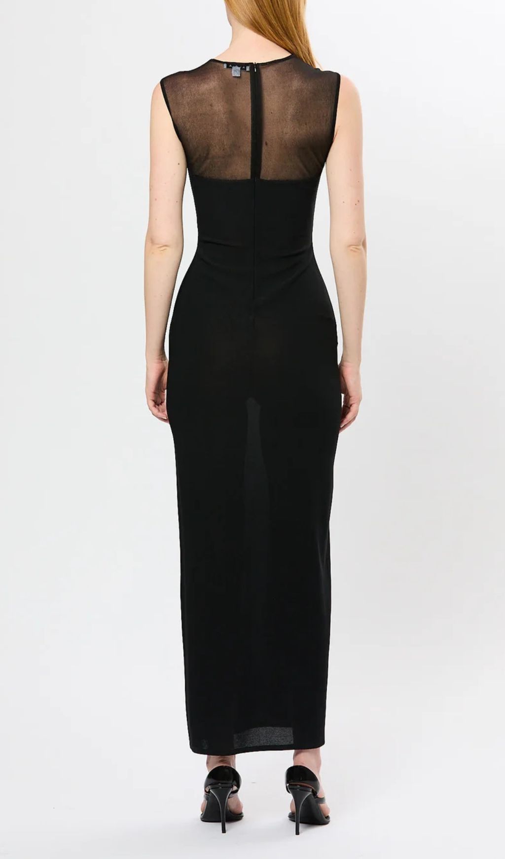 Fadia Black Mesh Contour Maxi Dress