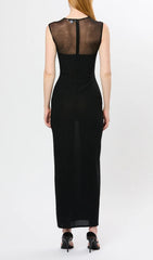 Fadia Black Mesh Contour Maxi Dress
