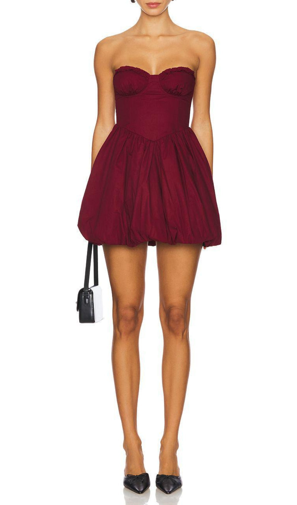 Collice Red Strapless Sweetheart Bubble Mini Dress