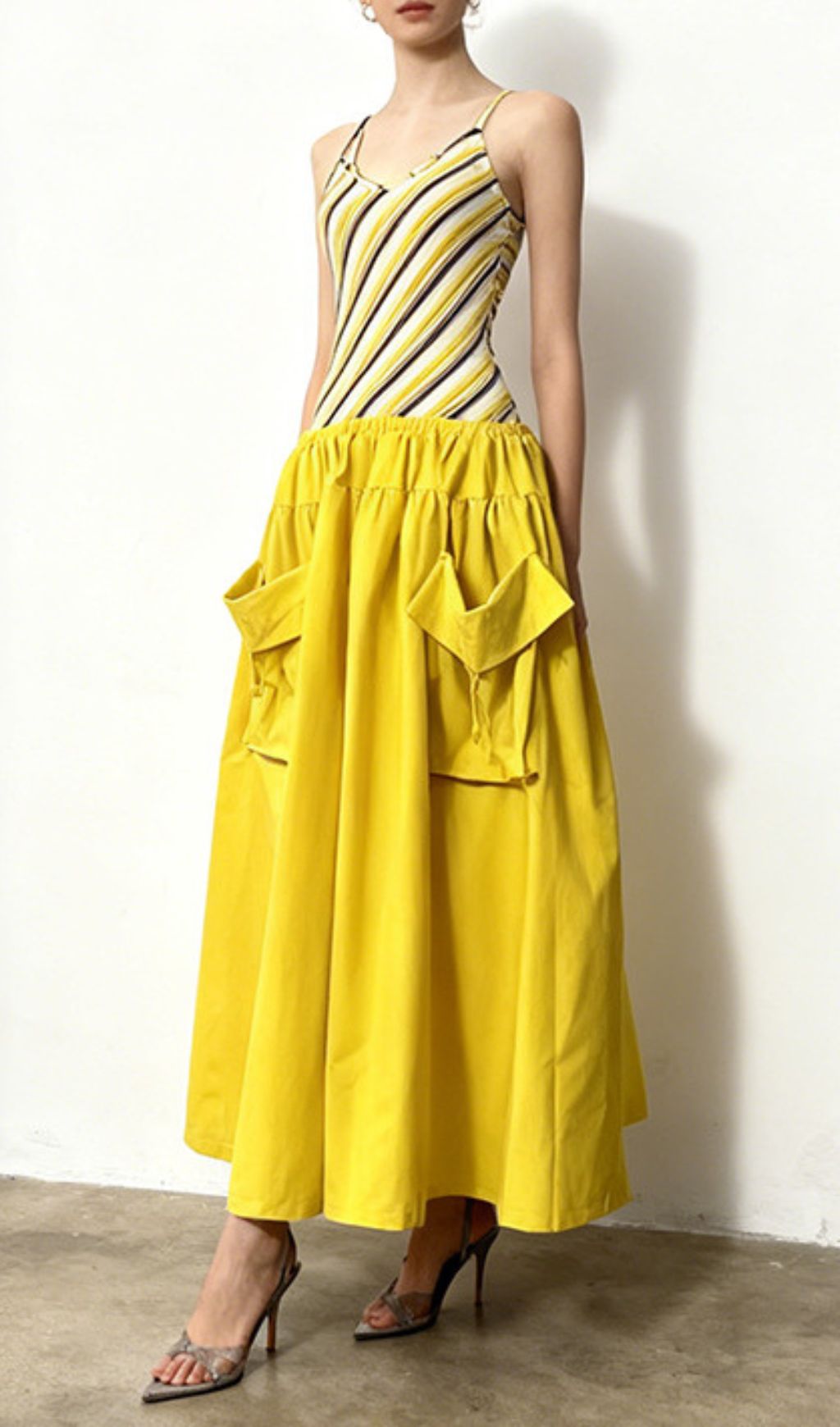 Jalal Vibrant Striped Maxi Dress with Statement Pockets