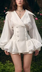 Igon White Puff Sleeve Mini Dress