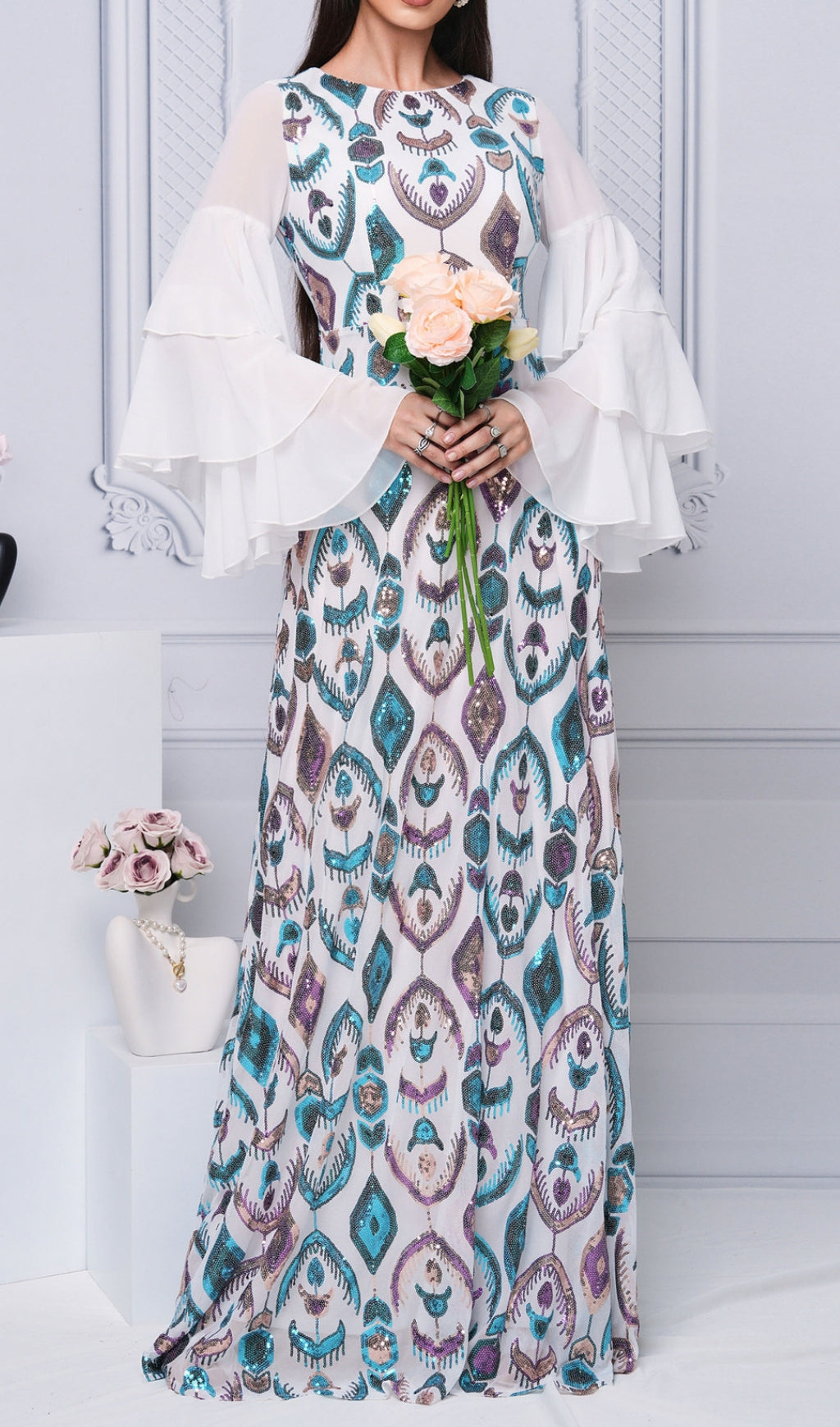 Damalis Glamorous Sequin Maxi Dress