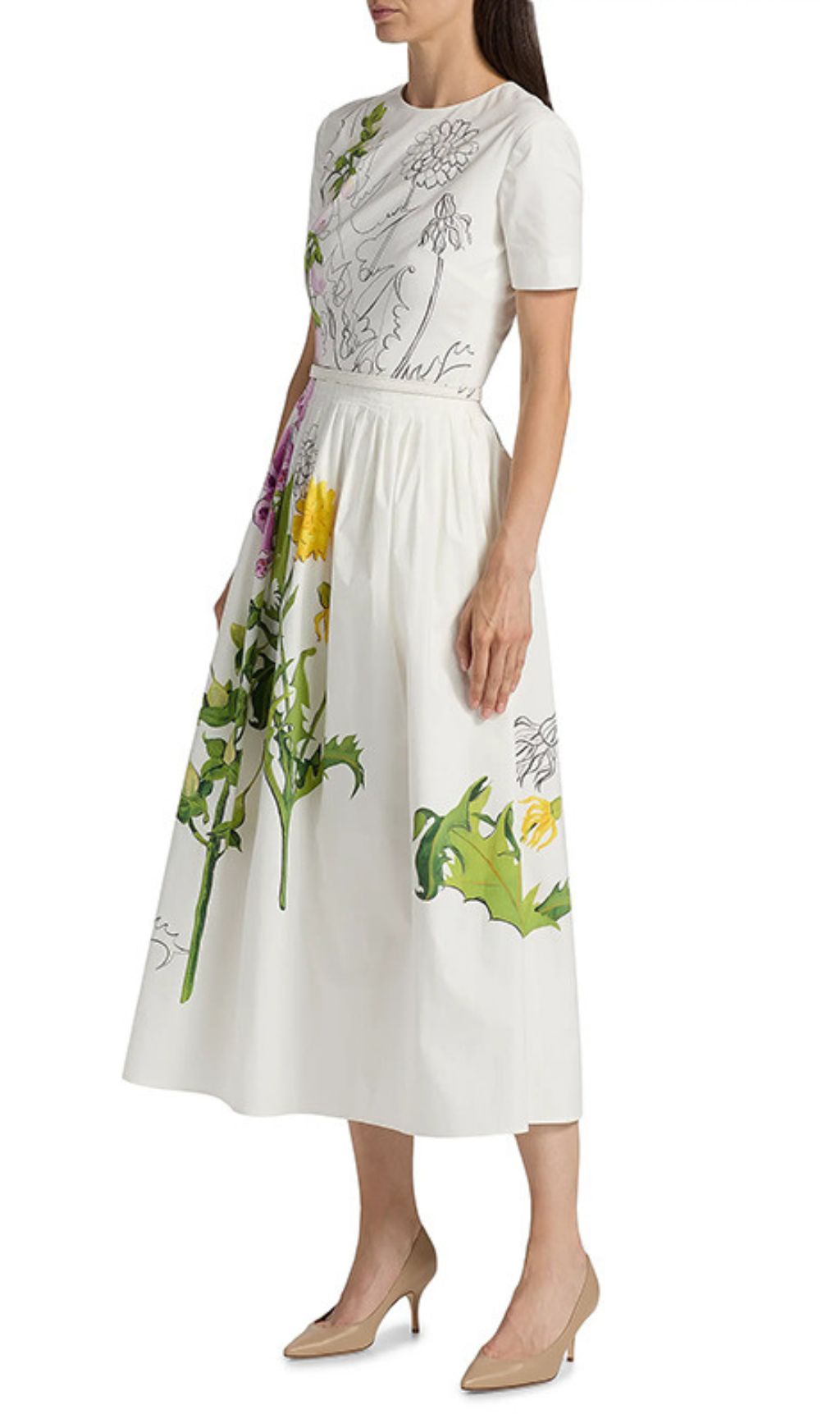 Issac White Artistic Floral Midi Dress
