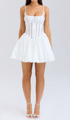 Didrika White Lace Corset Mini Dress