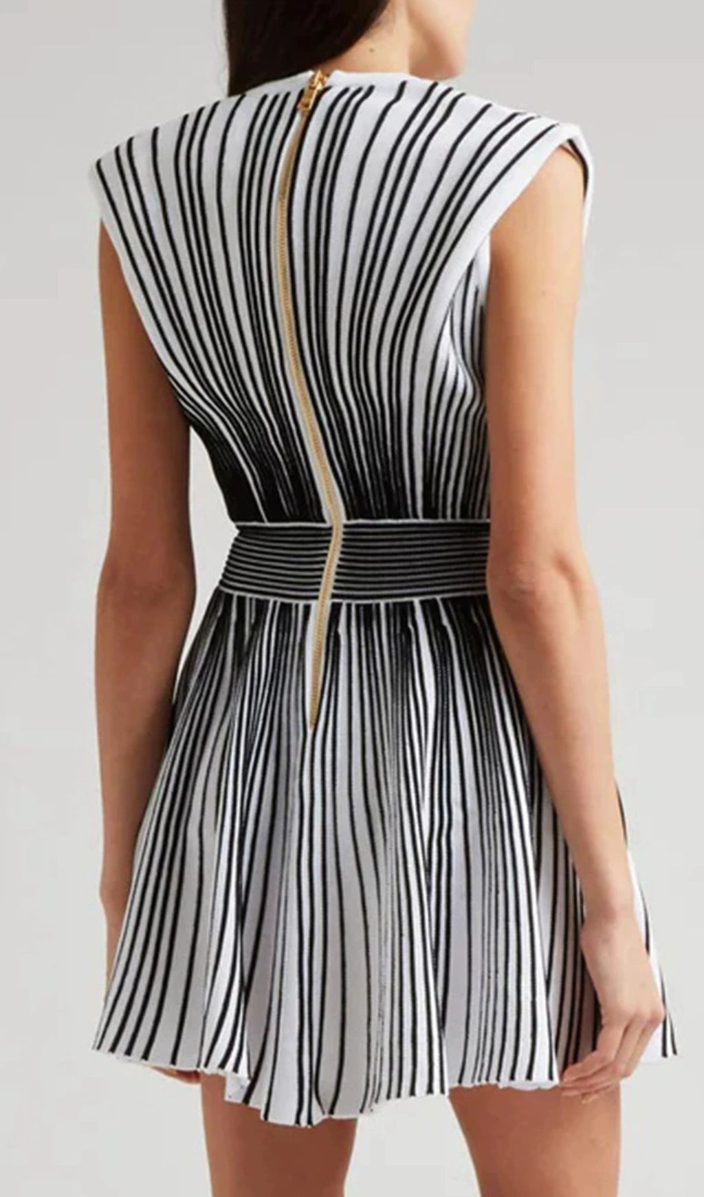 Funda Chic Geometric Stripe Sleeveless V-Neck Mini Dress