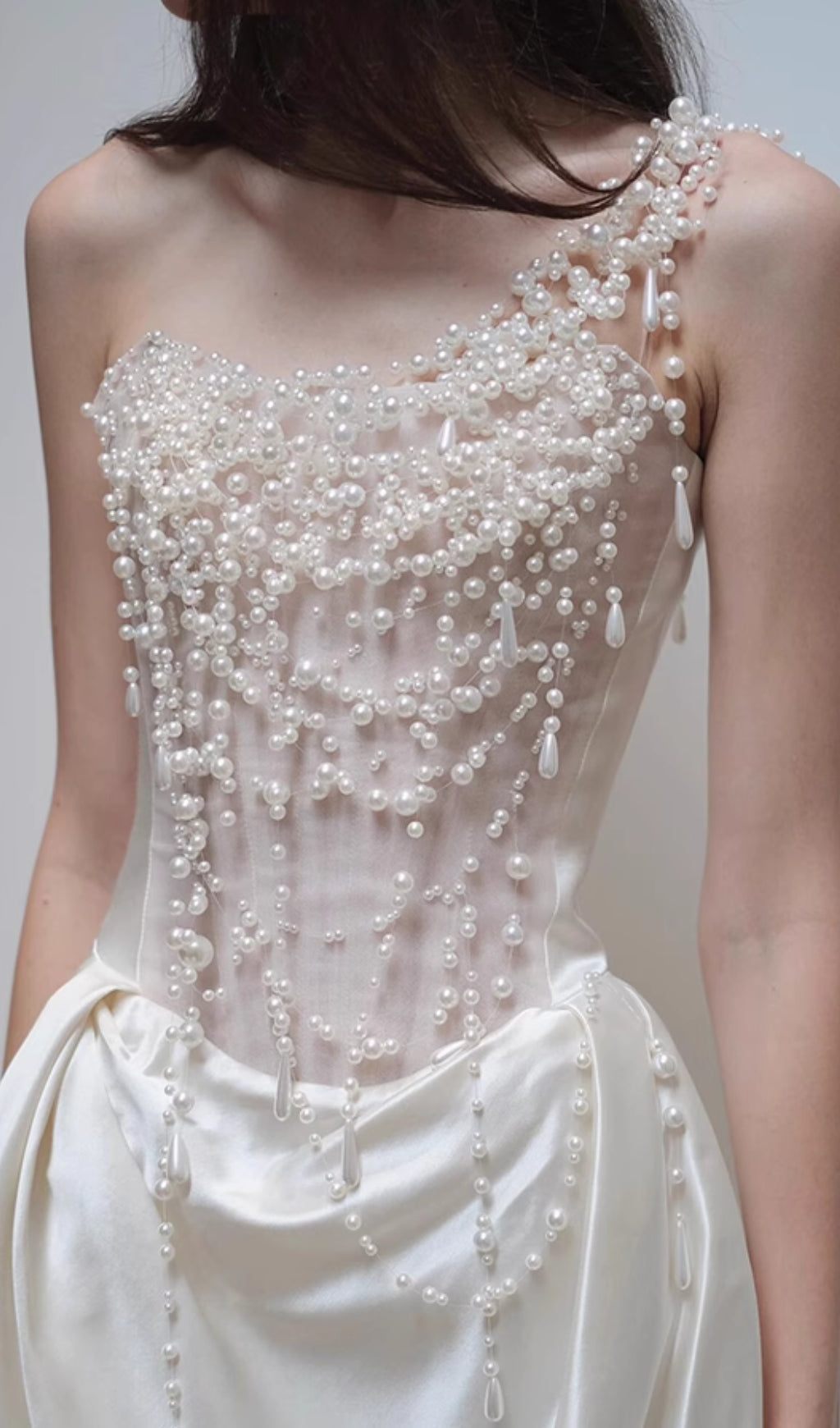 Ethereal Cali Pearl One-Shoulder Wedding Dress