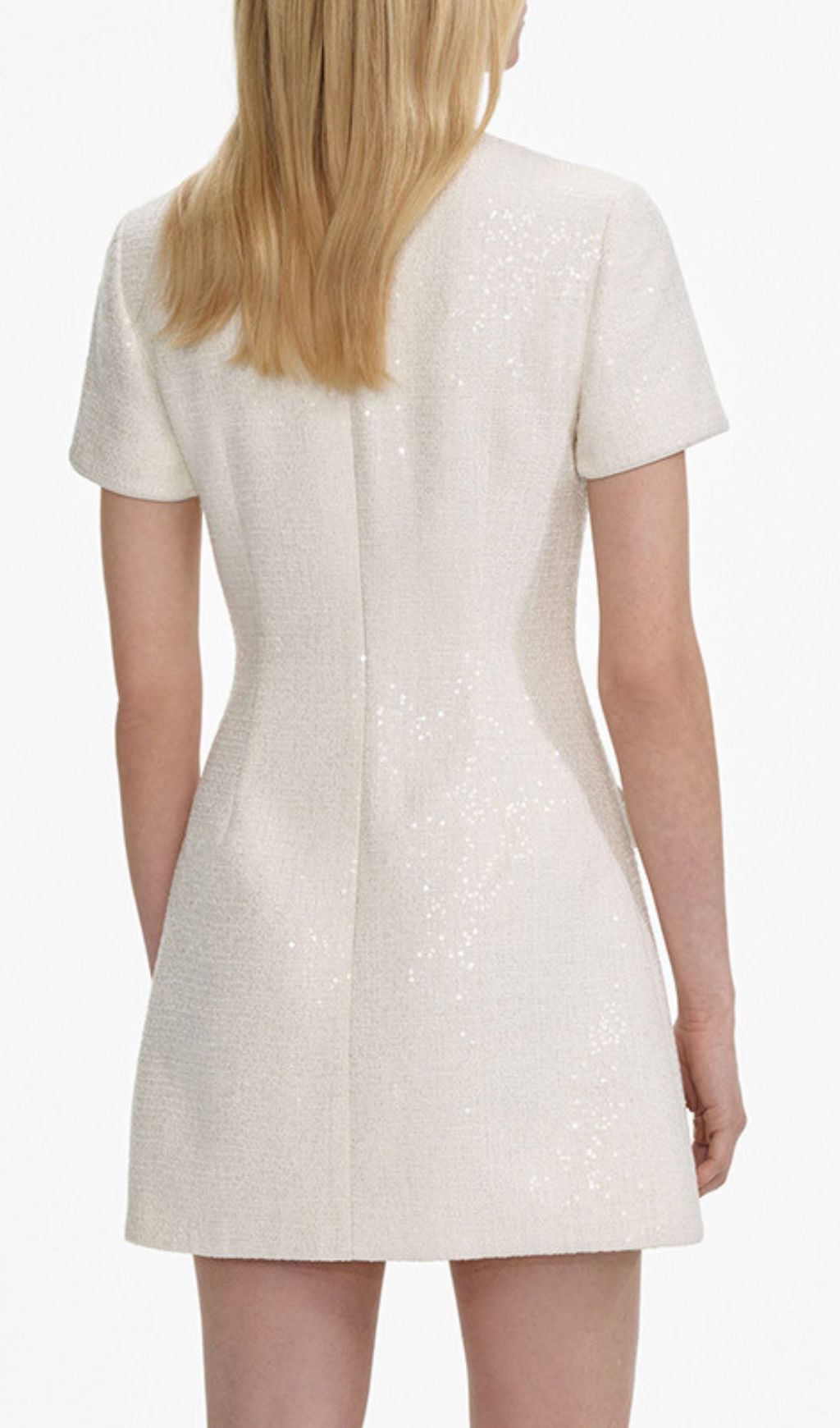 Chic Ivory Sparkle Bow Mini Dress