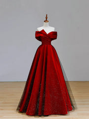 Vestido de fiesta largo de satén con escote en forma de corazón y hombros descubiertos 