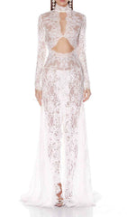 Faizah Daring Sheer Lace Maxi Dress