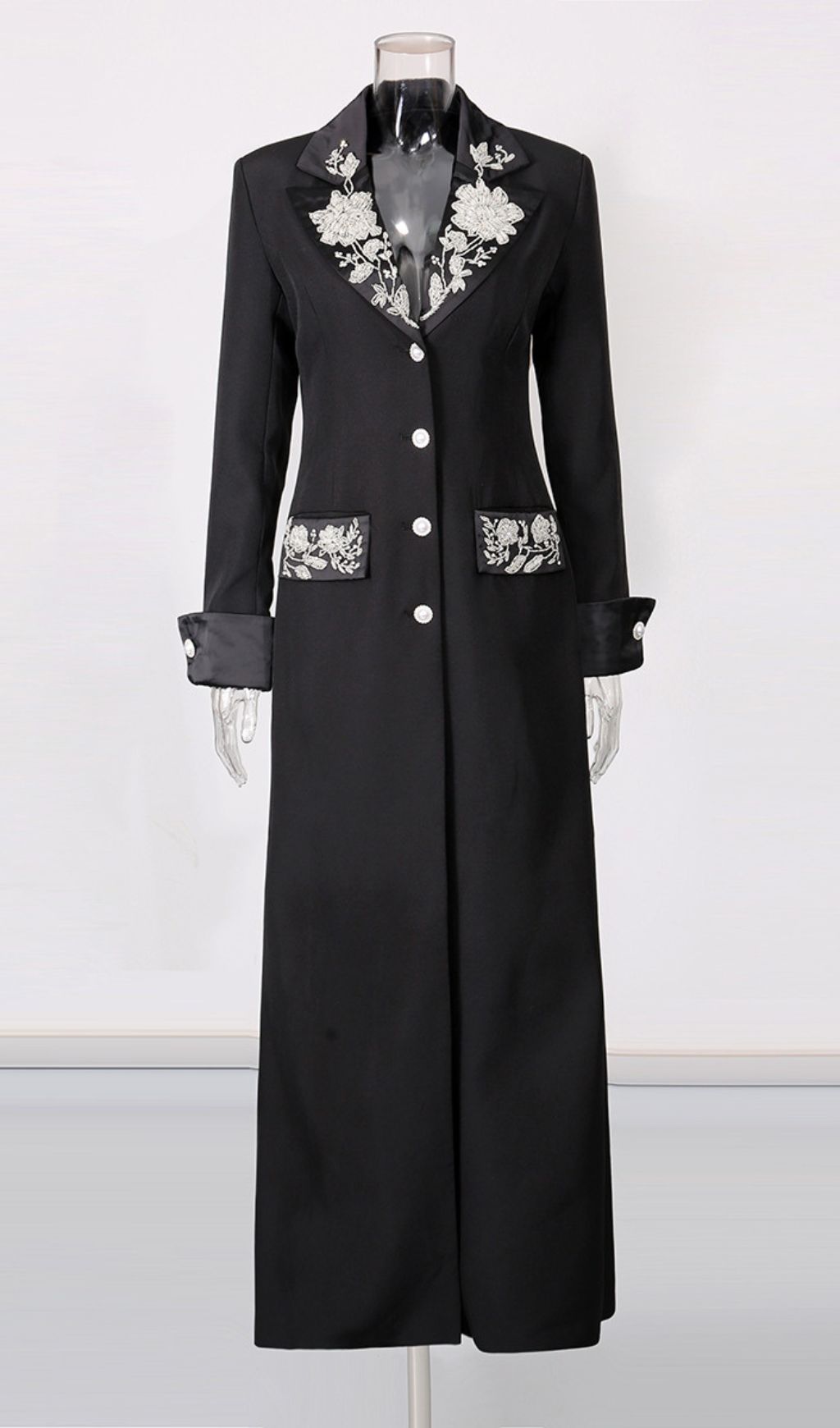 Ilonka Black Floral Beaded Maxi Dress