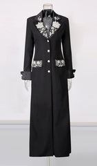 Ilonka Black Floral Beaded Maxi Dress