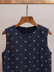 Hasika Navy Geometric Sleeveless Mini Dress