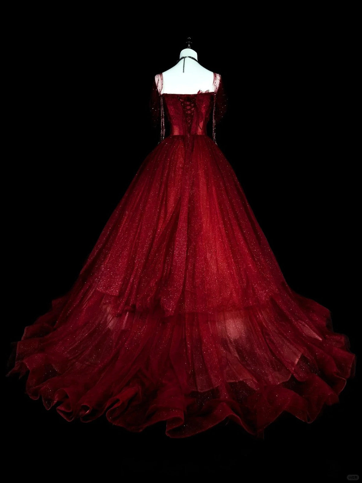 Wine Red Sweetheart Beaded Tulle Formal Dress