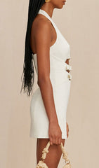 Brynly White Halter Mini Dress