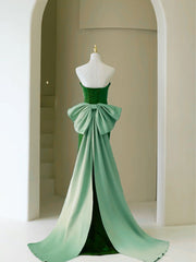 Green Mermaid Strapless Long Evening Dress with Bow