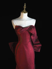 Vestido de fiesta de sirena con escote en forma de corazón, negro y rojo, con cuentas 