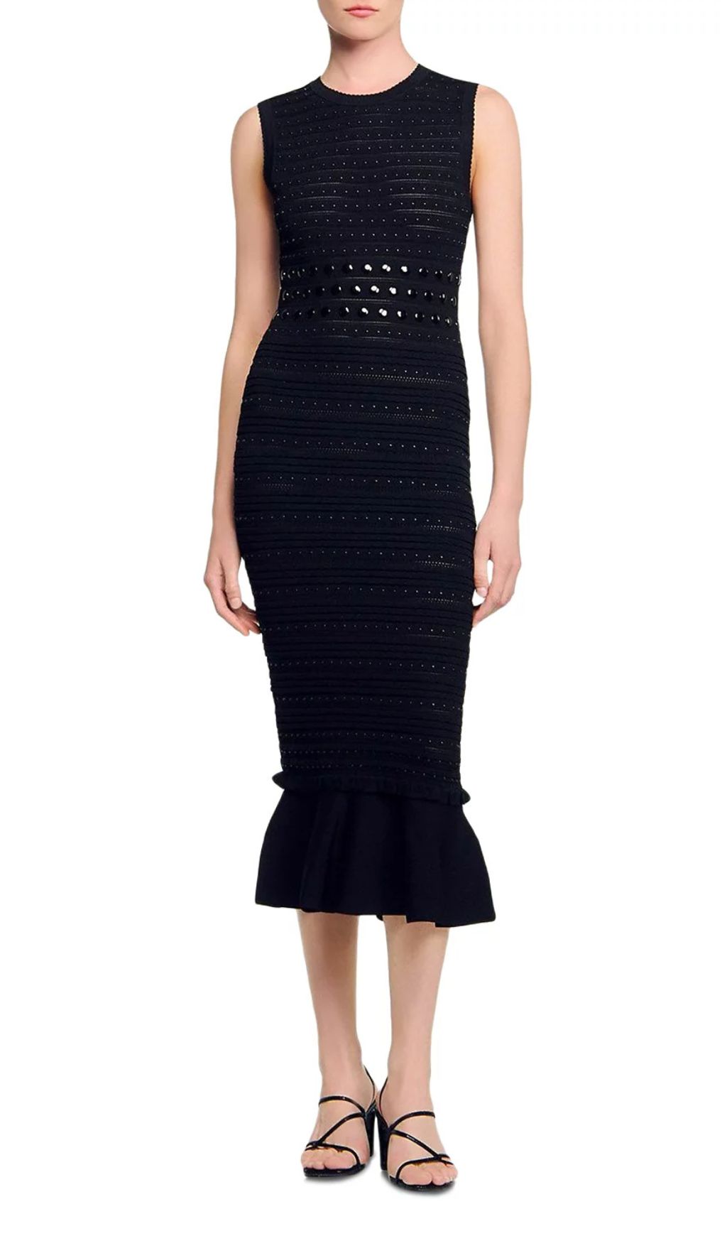 Chic Studded Knit Midi Dress