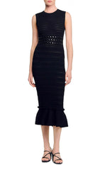 Chic Studded Knit Midi Dress