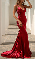 Casta V-Neck Satin Maxi Dress