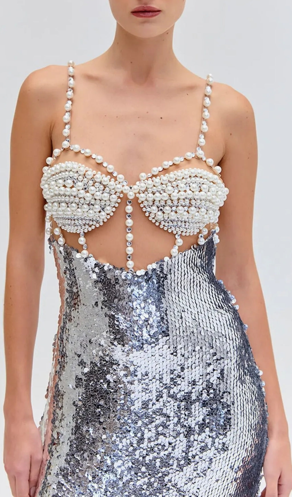 Edalene Pearl & Sequin Glamour Midi Dress