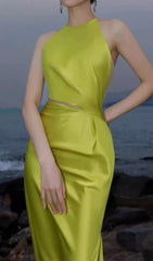 Eskil Green Halter Cutout Maxi Dress