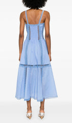 Emmly Sky Blue Lace & Eyelet Midi Dress