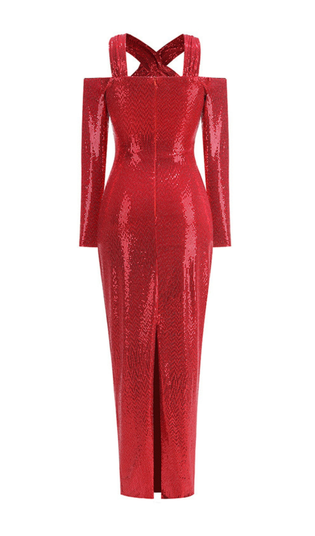 Benigno Show-Stopping Fuchsia Sequin Halter Cutout Maxi Dress