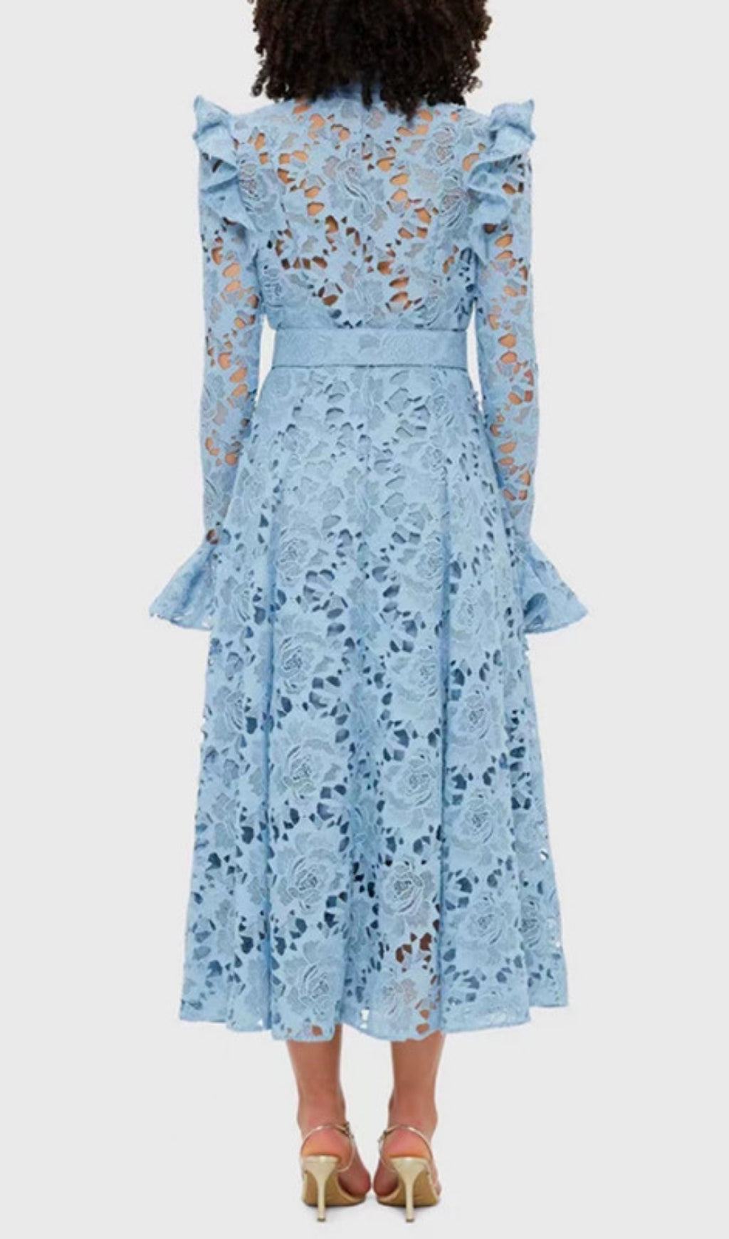 Elea Sky Blue Embroidered Midi Dress